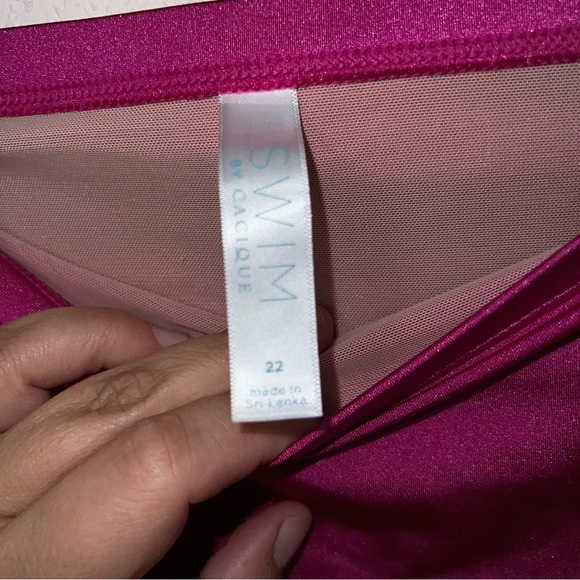 Swim by Cacique Pinkish Purple Side Cut Out High Waisted Gathered Bottoms 22 - Picture 4 of 6